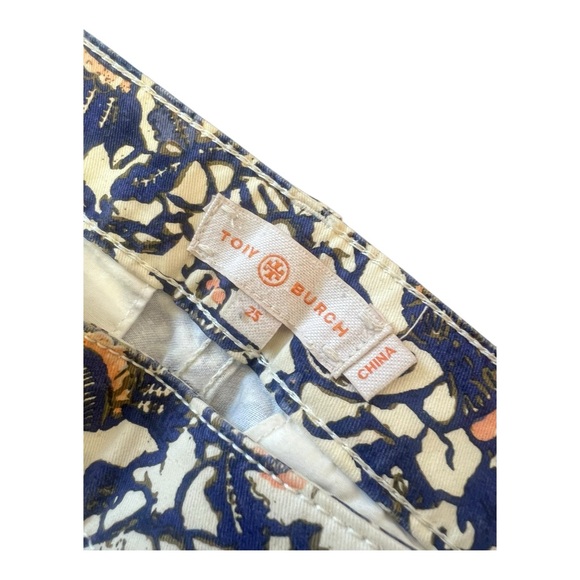 Tory Burch size 25 cropped Stretch skinny jeans pants multi color cotton stretch - Picture 3 of 12